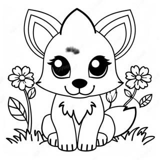 Cute Minecraft Fox With Flowers Coloring Page 36866-30705