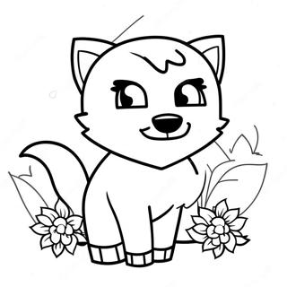 Cute Minecraft Fox With Flowers Coloring Page 36866-30706