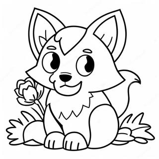 Cute Minecraft Fox With Flowers Coloring Page 36866-30707