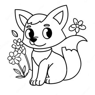 Cute Minecraft Fox With Flowers Coloring Page 36866-30708