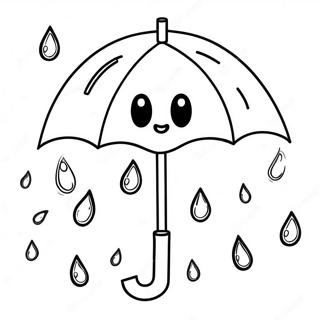 Cute Umbrella With Raindrops Coloring Page 36876-30719