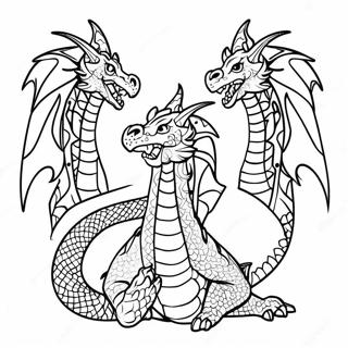 Majestic Three Headed Dragon Coloring Page 36886-30738