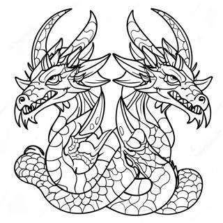 Majestic Three Headed Dragon Coloring Page 36886-30740