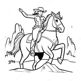 Cowgirl Riding A Horse Coloring Page 3689-2995