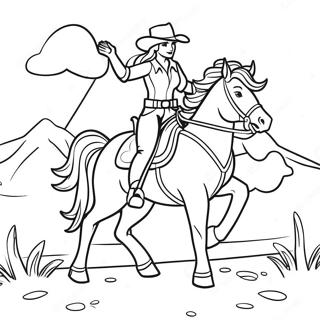 Cowgirl Riding A Horse Coloring Page 3689-2996