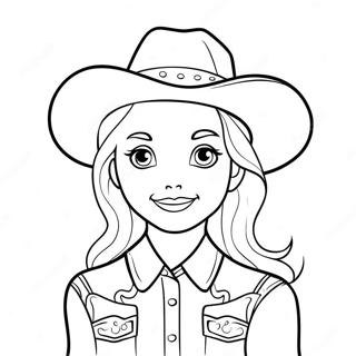 Cute Cowgirl With A Hat Coloring Page 3690-2997