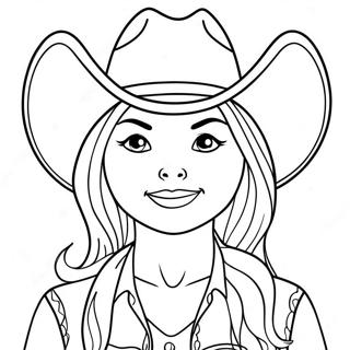 Cute Cowgirl With A Hat Coloring Page 3690-2998