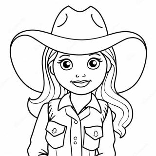 Cute Cowgirl With A Hat Coloring Page 3690-3000