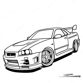 Nissan Skyline R34 Racing Action Coloring Page 36966-30790