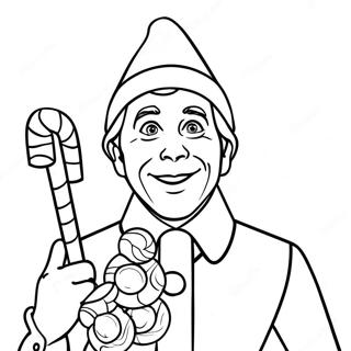 Buddy The Elf With Candy Cane Coloring Page 36976-30805