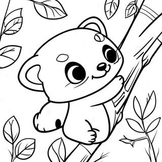 Cute Red Panda Playing In Trees Coloring Page 3700-3005