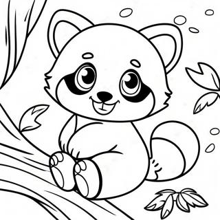 Cute Red Panda Playing In Trees Coloring Page 3700-3006