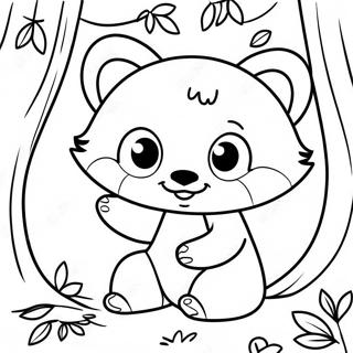 Cute Red Panda Playing In Trees Coloring Page 3700-3007