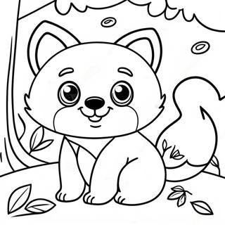 Cute Red Panda Playing In Trees Coloring Page 3700-3008