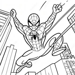 Spiderman Swinging Through City Coloring Page 37016-30831