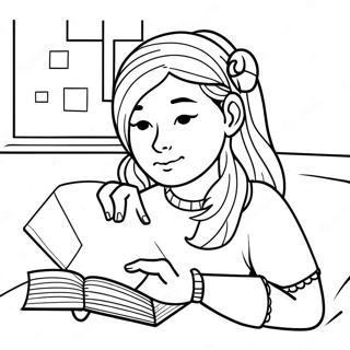 Monika Reading A Book Coloring Page 37026-30837