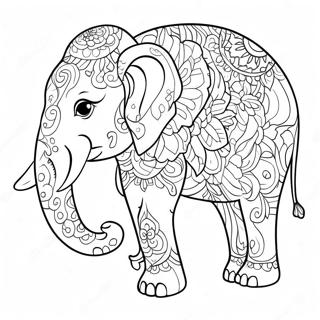 Colorful Thai Elephant Parade Coloring Page 37096-30894