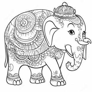 Colorful Thai Elephant Parade Coloring Page 37096-30895