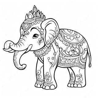 Colorful Thai Elephant Parade Coloring Page 37096-30896