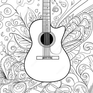 Colorful Guitar Coloring Page 3710-3013