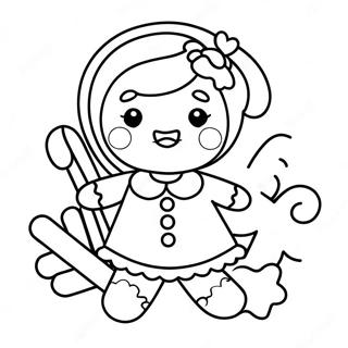 Cute Gingerbread Girl With Candy Canes Coloring Page 37136-30929