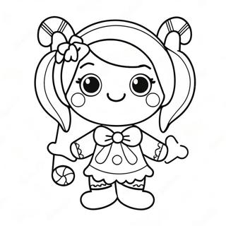 Cute Gingerbread Girl With Candy Canes Coloring Page 37136-30930