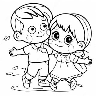 Playful Brother And Sister Coloring Page 37196-30993