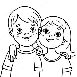 Playful Brother And Sister Coloring Page 37196-30994