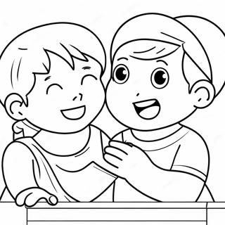 Playful Brother And Sister Coloring Page 37196-30995