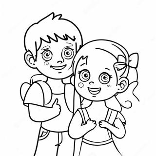 Playful Brother And Sister Coloring Page 37196-30996