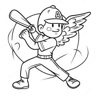 Angels Baseball Player Swinging Bat Coloring Page 37206-30979