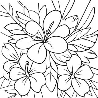 Tropical Hawaiian Flowers Coloring Page 37246-31009