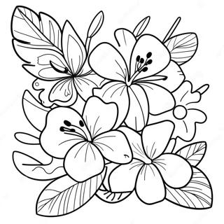 Tropical Hawaiian Flowers Coloring Page 37246-31011