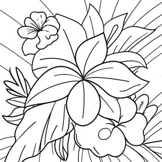 Tropical Hawaiian Flowers Coloring Page 37246-31012