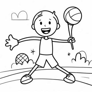 Happy Stick Man Playing Sports Coloring Page 37326-31070