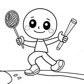 Happy Stick Man Playing Sports Coloring Page 37326-31071