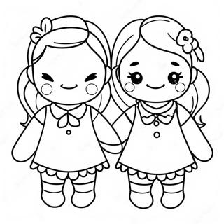 Cute Bffs Holding Hands Coloring Page 37346-31089