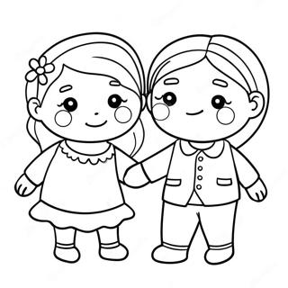 Cute Bffs Holding Hands Coloring Page 37346-31090