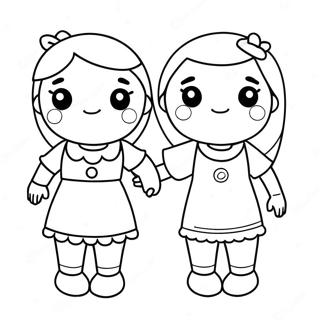 Cute Bffs Holding Hands Coloring Page 37346-31091