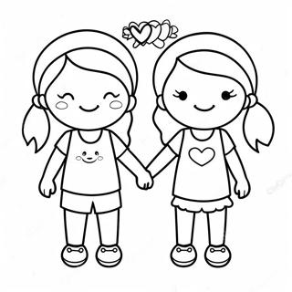 Cute Bffs Holding Hands Coloring Page 37346-31092