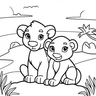 Simba And Kiara In The Sunset Coloring Page 37366-31110