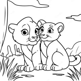 Simba And Kiara In The Sunset Coloring Page 37366-31111