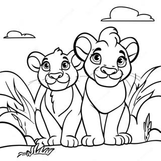 Simba And Kiara In The Sunset Coloring Page 37366-31112