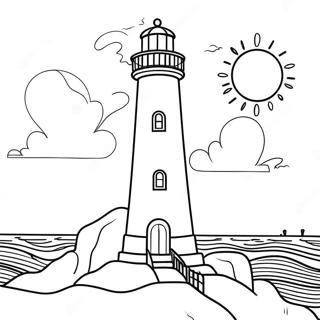 Majestic Lighthouse At Sunset Coloring Page 37386-31127