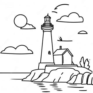 Majestic Lighthouse At Sunset Coloring Page 37386-31128