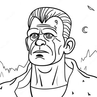 Frankenstein S Monster In The Moonlight Coloring Page 37446-31175