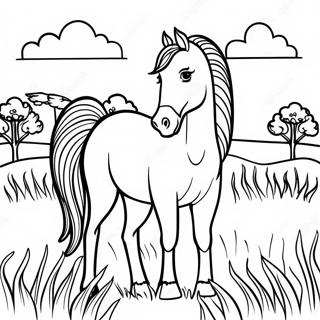 Elegant Paint Horse In A Meadow Coloring Page 37556-31262