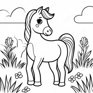 Elegant Paint Horse In A Meadow Coloring Page 37556-31263