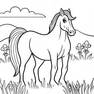 Elegant Paint Horse In A Meadow Coloring Page 37556-31264