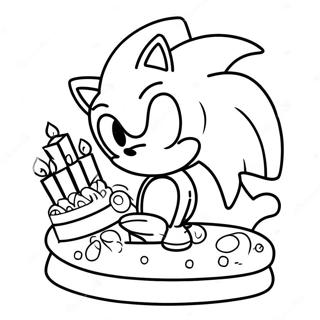 Sonic With Birthday Cake Coloring Page 37667-31341